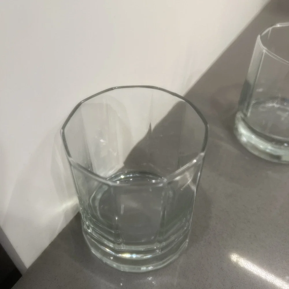 3-VTG-Anchor Hocking Essex Clear Rocks Glasses Octagon DOF Whiskey Tumblers USA